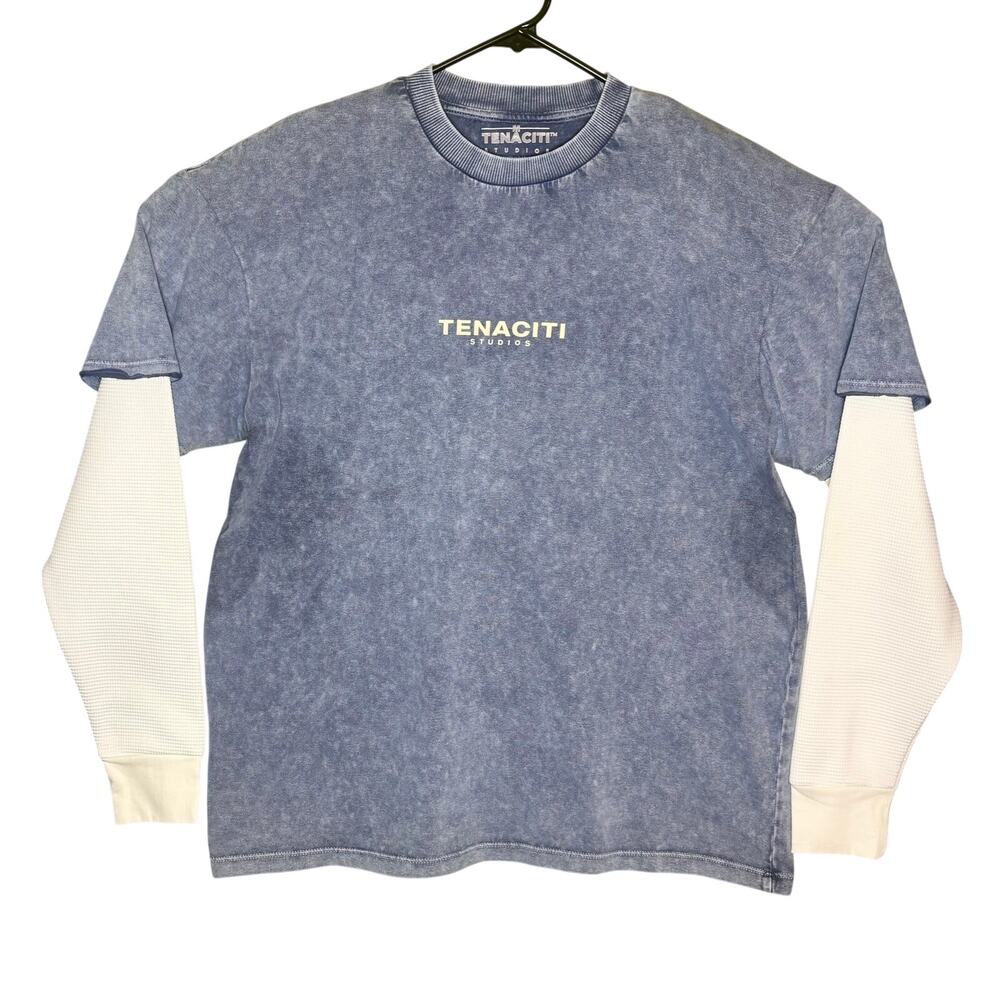 NWOT - Tenaciti Men's Long Sleeve Shirt - Blue & Cream